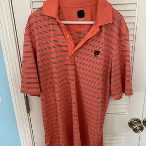 Coral and Navy Mens Golf Polo